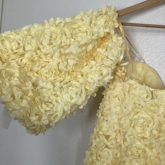 ASOS LUXE Mini Ball Gown Dress Womens 4 Floral 3D Balloon Sleeve Sweetheart - Picture 7 of 16